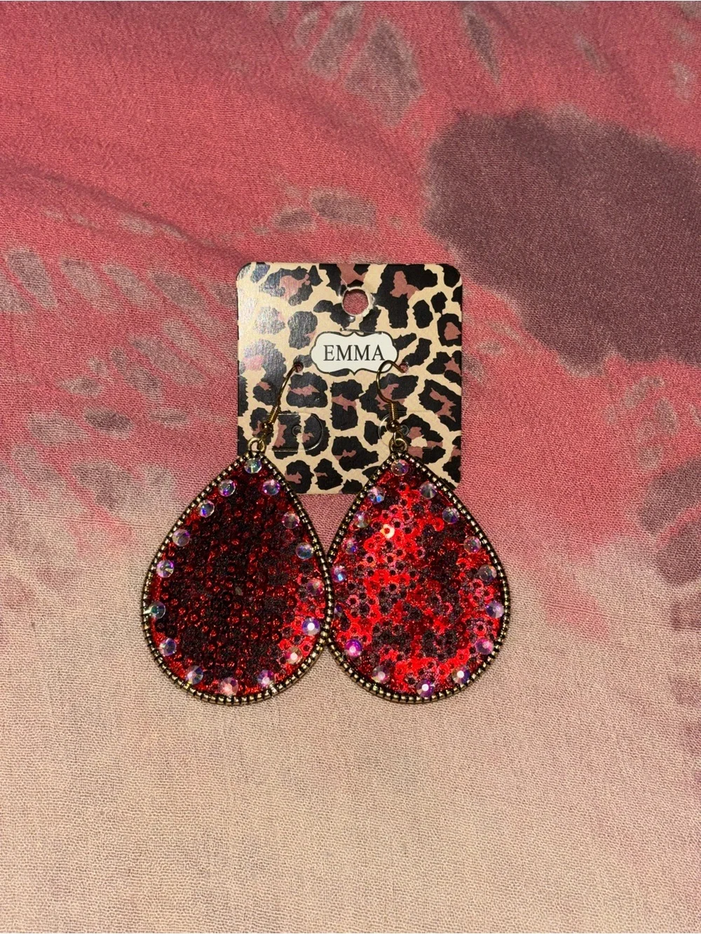 Red Teardrop Statement Earrings